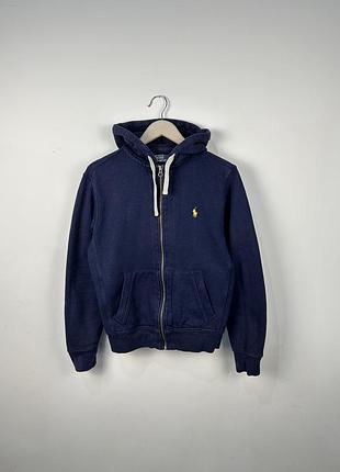Polo ralph lauren full zip hoodie navy pony logo size s зіп худі