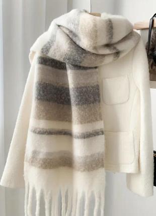 Шарф теплый в полоску