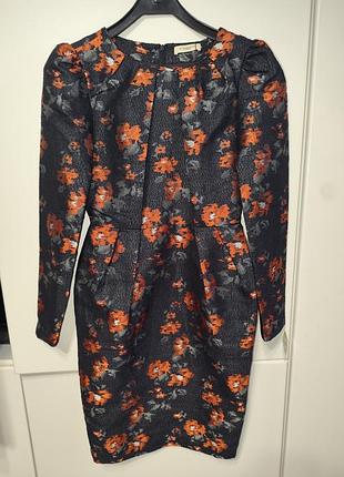 Платье burberry с длинными рукавами и цветочным принтом