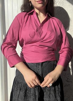 Рожева блуза на затин на запах lafayette 148 new york