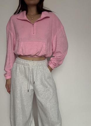 Укорочений  велюровий світшот