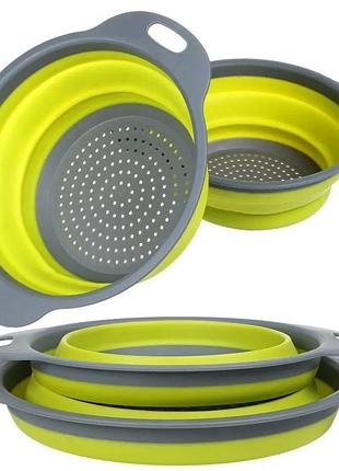 Дуршлаг силиконовый складной большой + маленький collapsible filter baskets