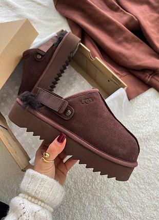Женские угги ugg lanah clog brown platform