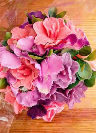 Мыльный букет цветы мыло ручной работы розовый фиолетовый большой