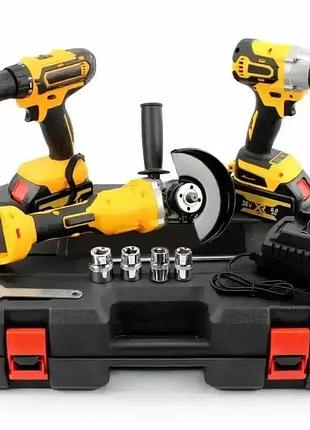 Набор инструментов 3 в 1 kar100 (шуруповерт,гайковерт,шлифовальная машинка) 2 акб