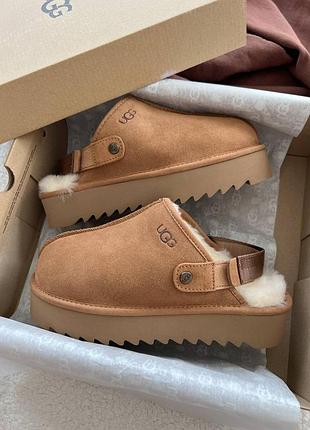 Замшевые угги ugg lanah clog chestnut platform