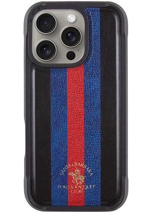 Кожаный чехол polo santa barbara barton для apple iphone 16 pro (6.3") black / navy