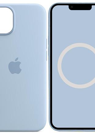 Чехол silicone case (aaa) with magsafe and animation для apple iphone 14 (6.1") голубой / sky