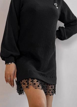 Женское теплое платье мини короткое ангора ангоровое под горло гольф