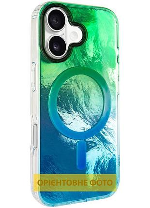 Чехол tpu shiny mountain (magfit) для apple iphone 17 (6.3") green / blue