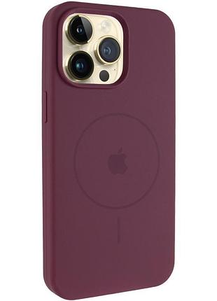 Чехол silicone case full protective (aa) v2 with magsafe для apple iphone 15 pro (6.1") бордовый / plum