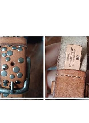 Ремень кожаный коричневый с металлическими заклепками ковбойский бохо стиль