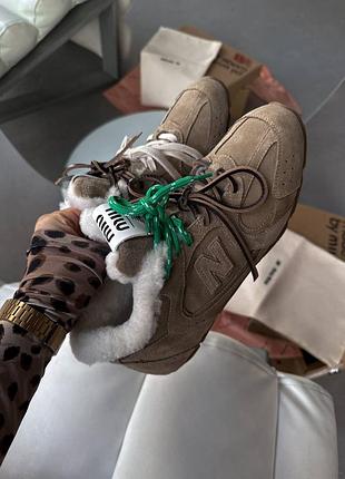 Зимние кроссовки miu miu x nb beige( мех) ❄️