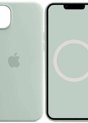 Чехол silicone case (aaa) with magsafe and animation для apple iphone 14 (6.1") бирюзовый / succulent