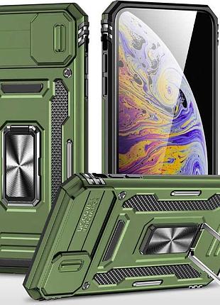 Ударопрочный чехол camshield army ring для apple iphone x / xs (5.8") оливковый / army green