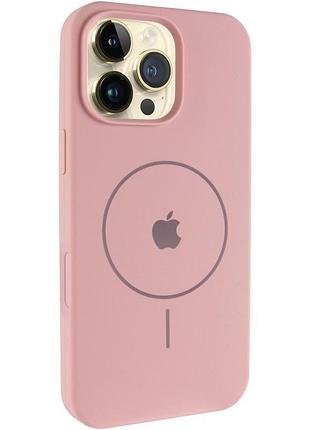 Чехол silicone case full protective (aa) v2 with magsafe для apple iphone 16 pro max (6.9") розовый / pink sand