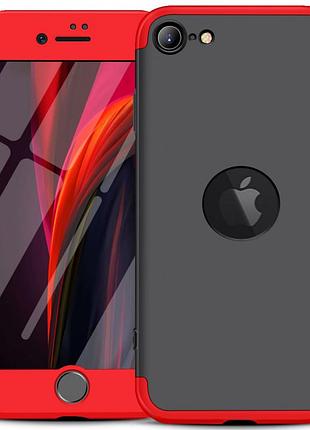 Пластиковая накладка gkk likgus 360 градусов (opp) с лого для apple iphone se (2020) черный / красный