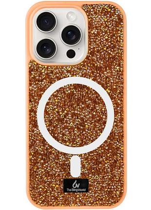 Tpu чохол bling world rock diamond with magsafe для apple iphone 16 pro max (6.9") sunset gold
