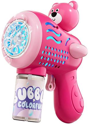 Пистолет с мыльными пузырями h058 little bear + bottle 50ml pink