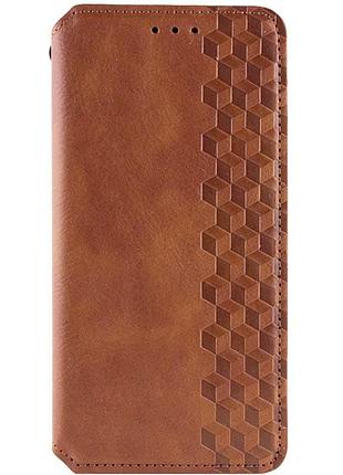 Кожаный чехол-книжка getman cubic (pu) для xiaomi redmi note 14 pro 5g / 14 pro+ коричневый
