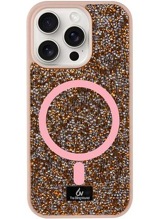 Tpu чохол bling world rock diamond with magsafe для apple iphone 13 (6.1") rose gold