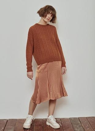 Сатінова атласна спідниця міді