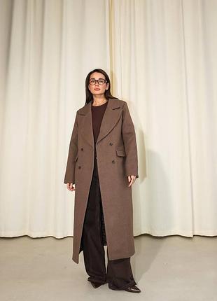 Длинное пальто зима деми на пуговицах с утепленной подкладкой