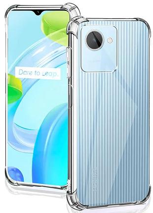 Tpu чехол getman ease logo усиленные углы full camera для realme c30 бесцветный (прозрачный)