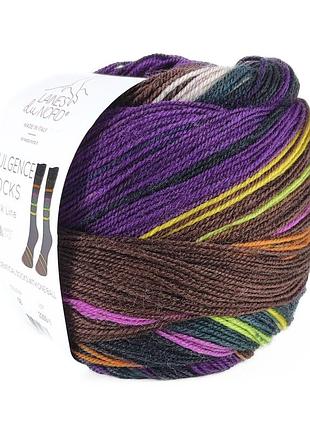 Пряжа indulgence sock/индульгенсе сок, коричневый-черничный-серый-темно-серый-оранжевый-желтый-зеленый-розовый мультиколор 8,