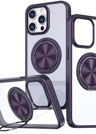 Tpu+pc чехол metal ring with magsafe для apple iphone 15 pro max (6.7") темно-фиолетовый