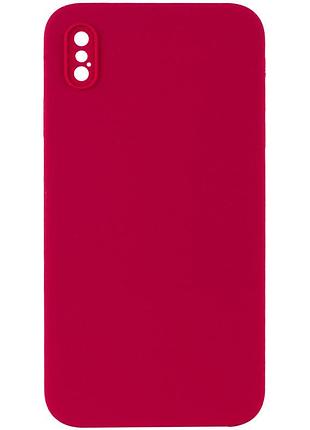 Чехол silicone case square full camera protective (aa) nologo для apple iphone xs max (6.5") красный / rose red