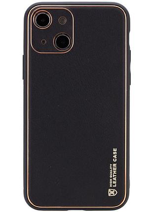Кожаный чехол xshield для apple iphone 14 (6.1") черный / black