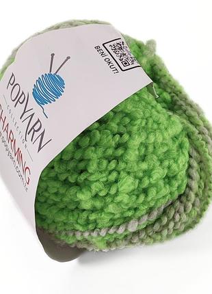 Пряжа charming/шарм, салатовый-светло серый в-122, popyarn