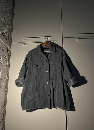 Сіра вельветова куртка-сорочка (oversize) — zara