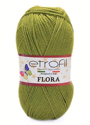 Пряжа flora/флора,оливковый 70490, etrofil