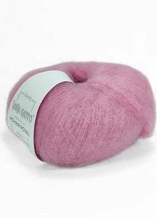 Пряжа mohair royal/мохер роял, бліда фуксія 7259, lana gatto