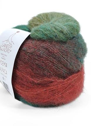 Пряжа poema alpaca/поэма альпака, бордовый-изумруд-полынь 21, laines du nord