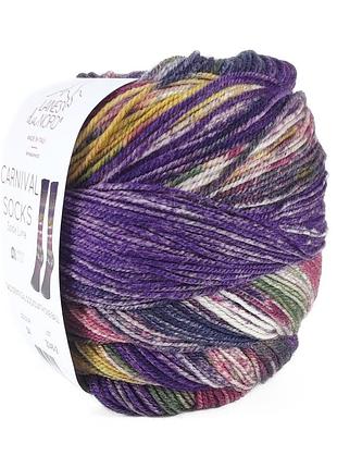 Пряжа carnival sock/карнивал, серый-хаки-фиолетовый-буряковый мультиколор 4, laines du nord