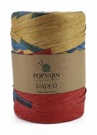 Пряжа paper degrade/папер деграде, синий-красный-солома в-402, popyarn