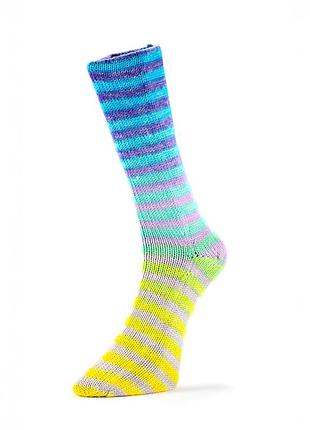 Пряжа paint sock 6 ply/паинт сок 6 ply, желтый-бирюзовый-голубой-молочный-фиолетовый 10, laines du nord