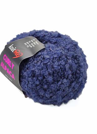 Пряжа curly alpaca/кьорлі альпака, синій кс11, knit me