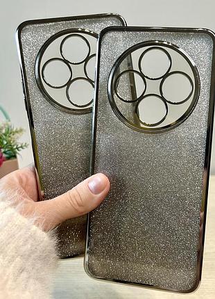 Чехол для xiaomi redmi 14c силиконовая женская накладка блестящая градиент серебристый
