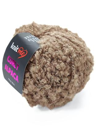 Пряжа curly alpaca/кьорлі альпака, какао кс10, knit me