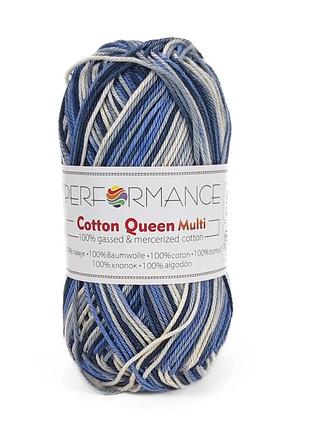 Пряжа cotton queem multi/коттон квин мульти, синий-серый-черный-белый мультиколор 9208 performance
