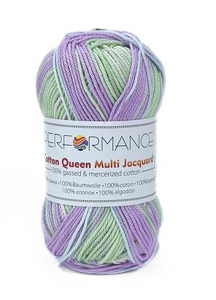 Пряжа cotton queen multi jacquard/коттон квин мульти жакард, нежно розовый-салатовый-голубой мультиколор 10456, performance