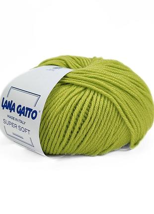 Пряжа super soft/супер софт, зеленое яблоко 14507, lana gatto