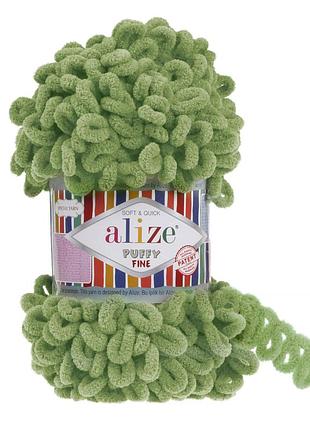 Пряжа alize puffy fine/ализе пуффи файн, сухая мята 485