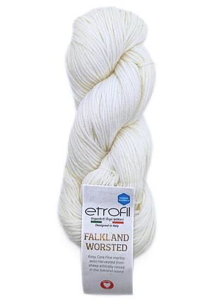 Пряжа falkland worsted/фолклэнд ворстэд,белый pearl 71000, etrofil
