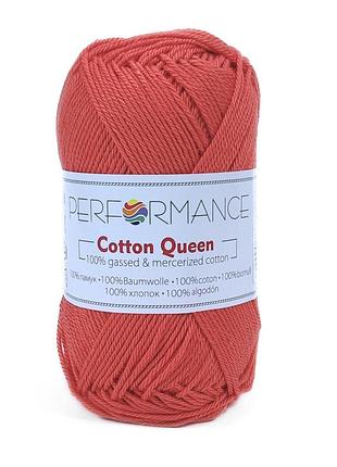 Пряжа cotton queen/коттон квін, кораловий 0017, performance