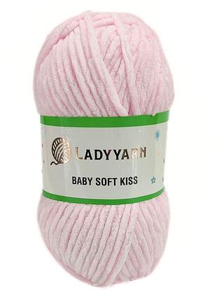 Пряжа baby soft kiss/беби софт кис, розовая пудра sl1007, lady yarn